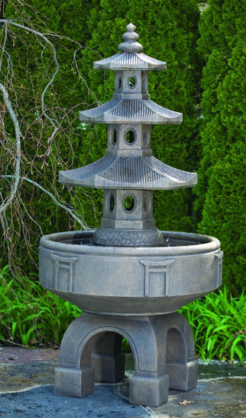 Three Tier Asian Pagoda Garden Fountain with Pump